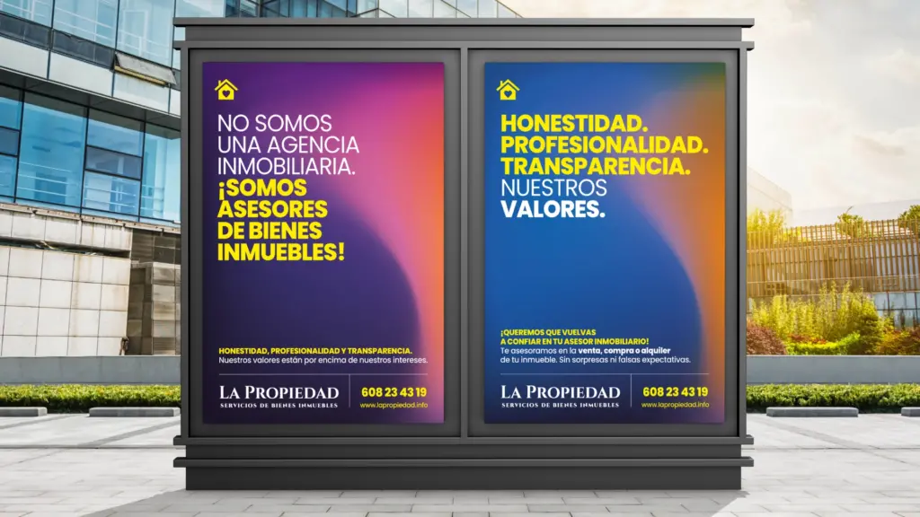 Carteles publicitarios con diseño colorido para campañas institucionales.